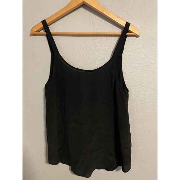 Friend of Mine Womens Camisole Large Black Silk Satin V Neck Strappy Boxy READ - Picture 5 of 8